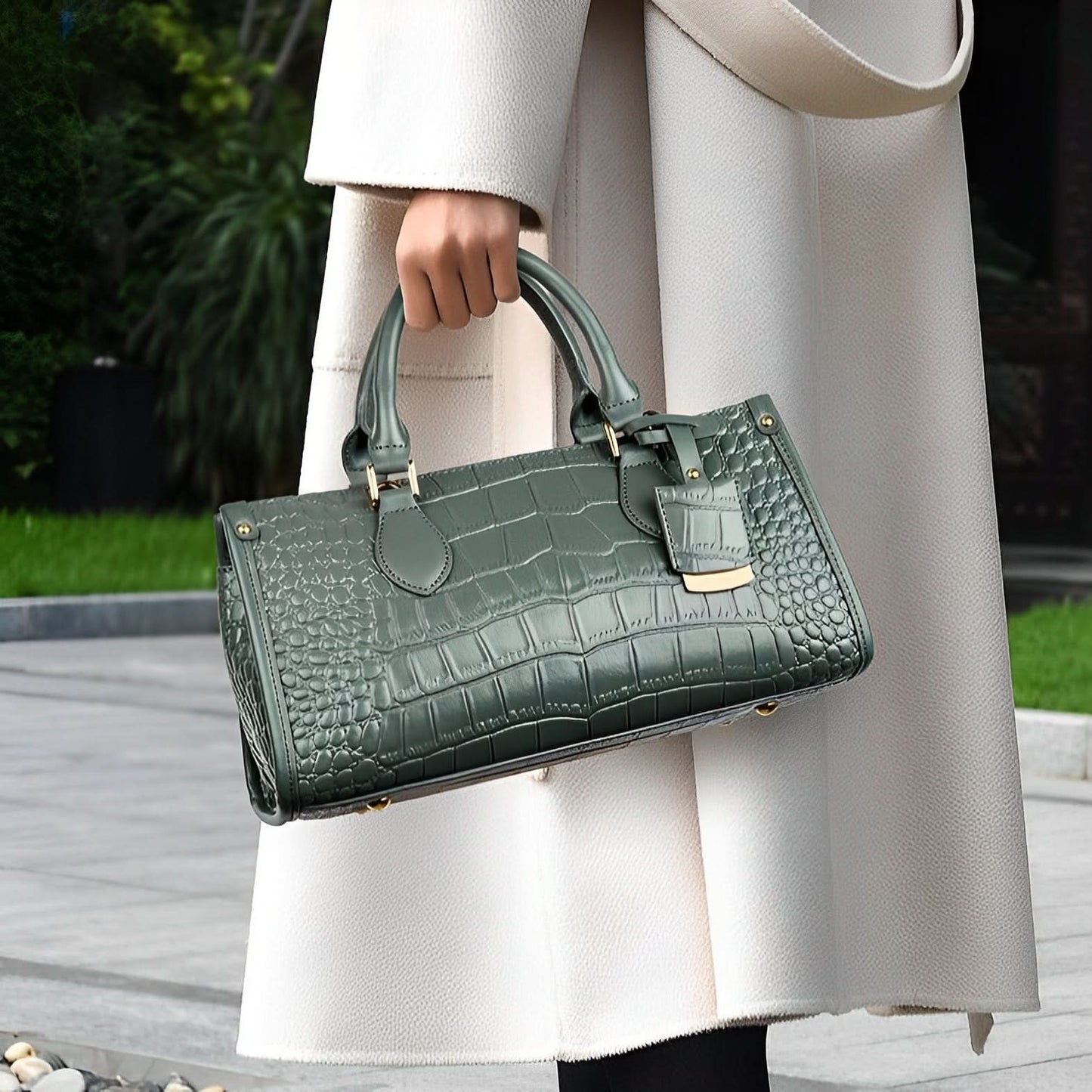 Alyssa Crocodile Pattern Small Tote Bag - ShopLorca