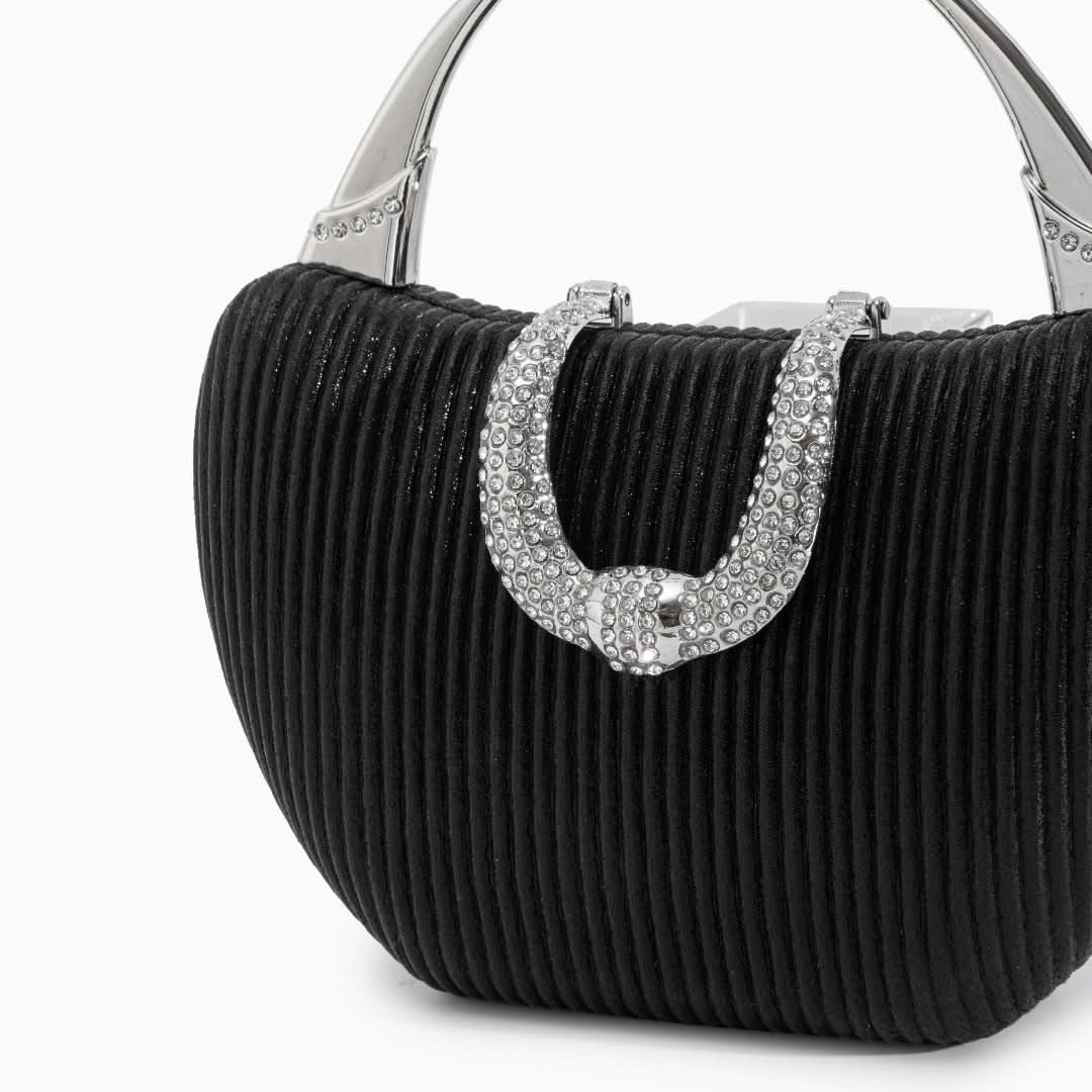 Fancy Metallic Evening Handbag Black - ShopLorca