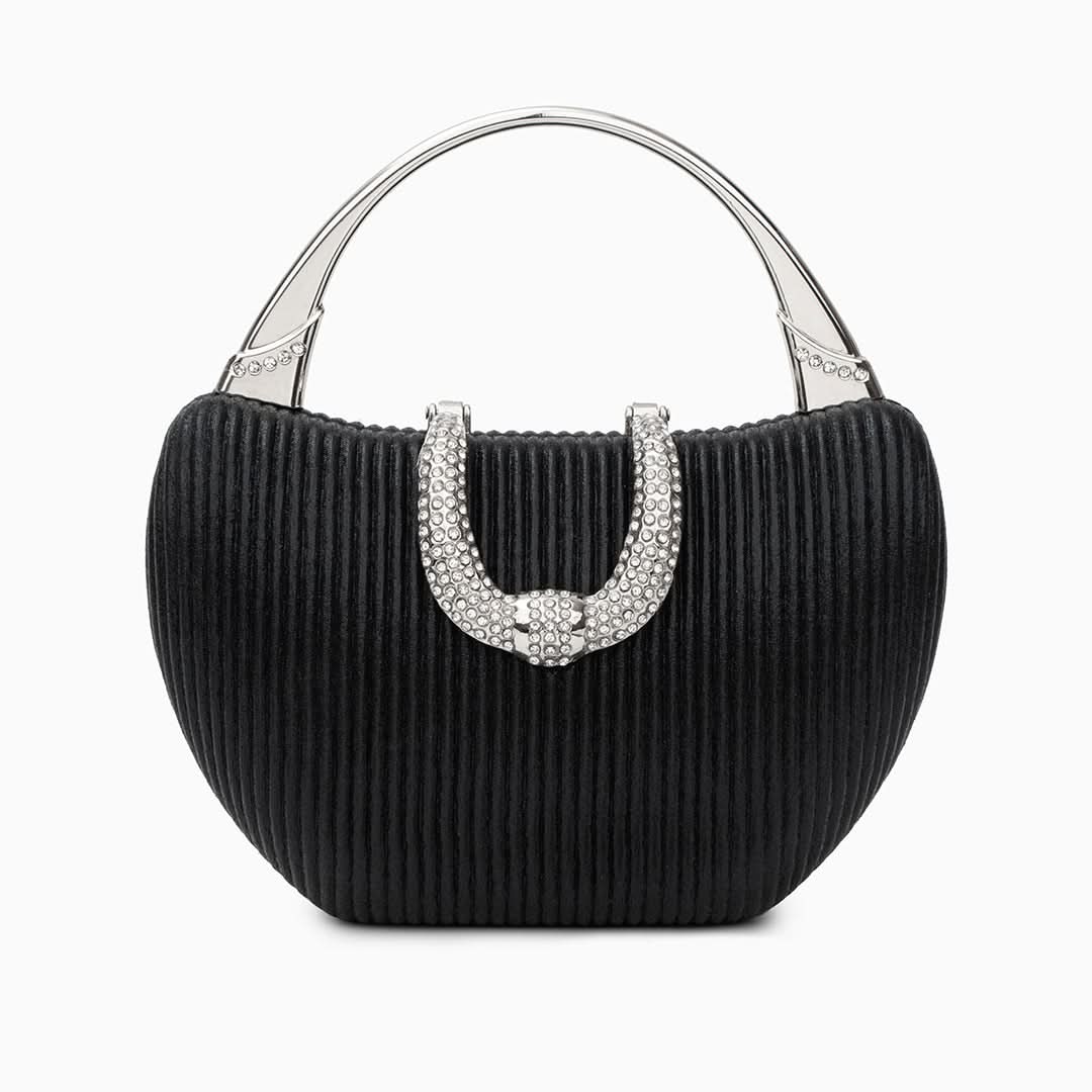 Fancy Metallic Evening Handbag Black - ShopLorca