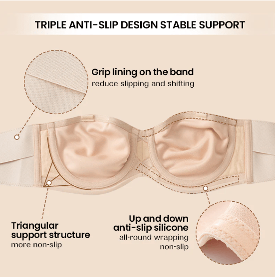 Lamouria Full Support Non - Slip Convertible Bandeau Bra - ShopLorca