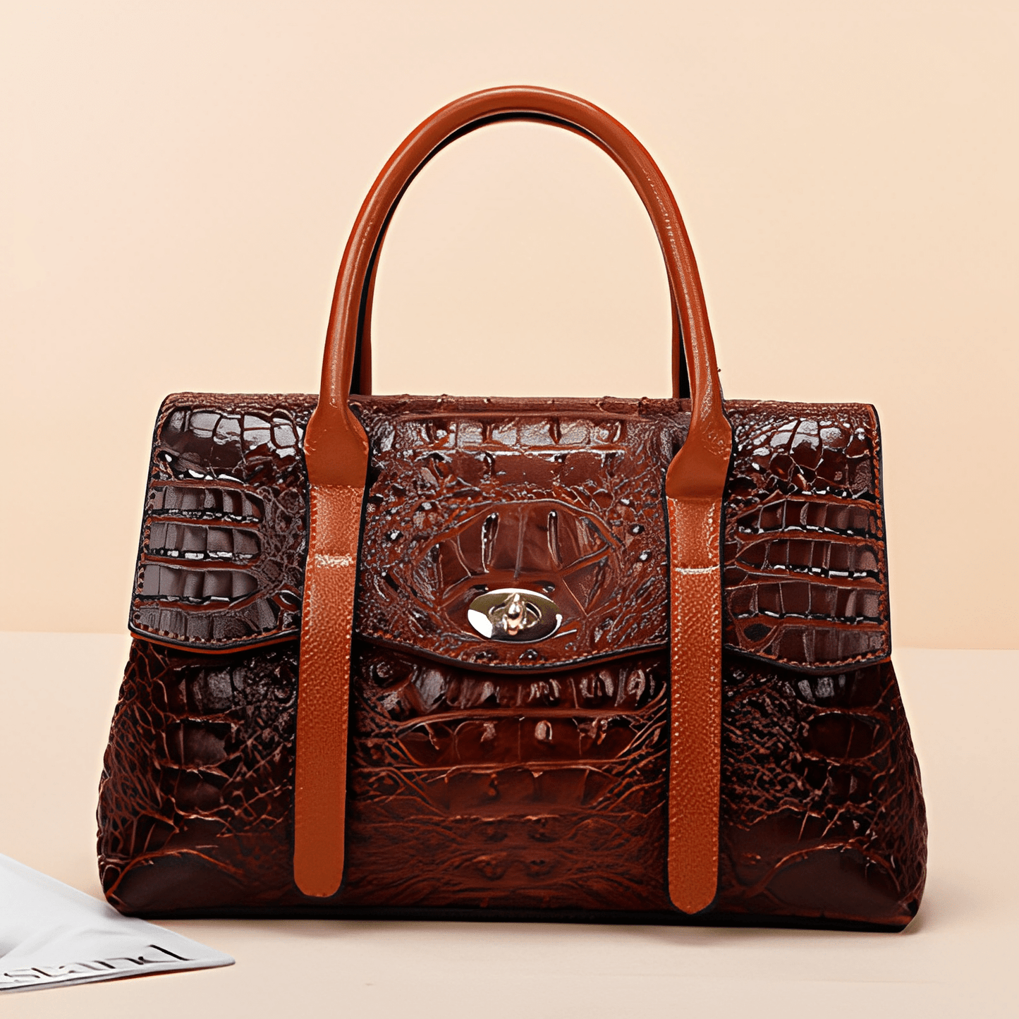 Leocadia Crocodile Pattern Medium Tote Bag - ShopLorca