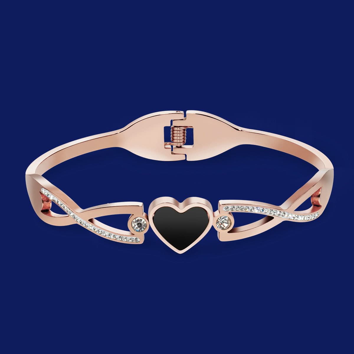 Lustrous Black Heart Bangle - ShopLorca