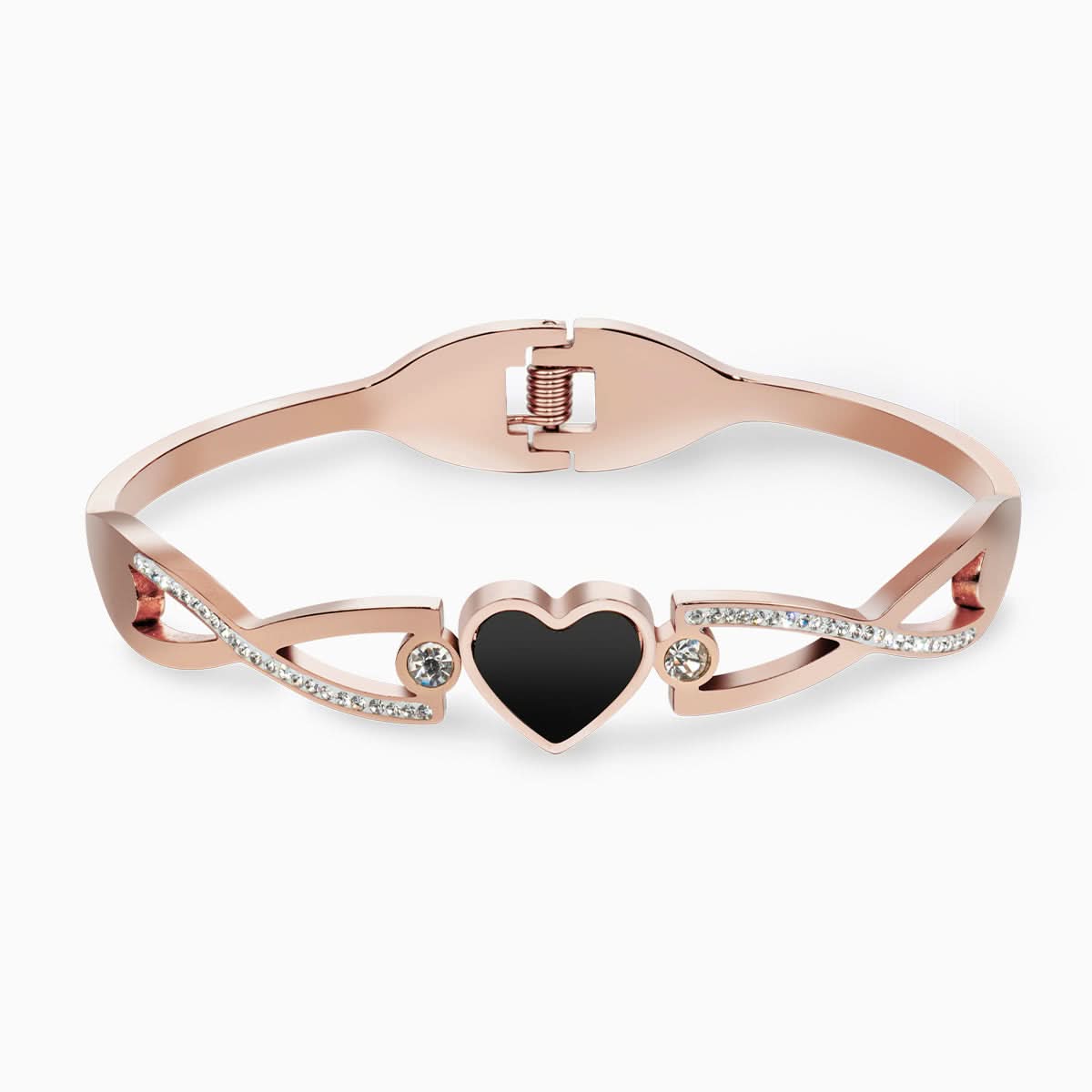 Lustrous Black Heart Bangle - ShopLorca