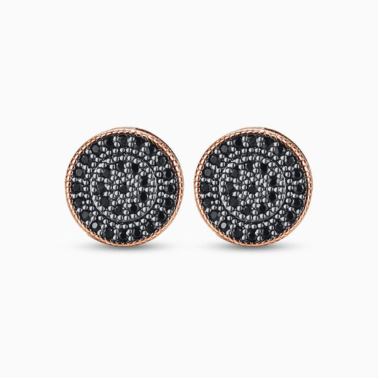 Black Rose Circle Stud Earrings - ShopLorca