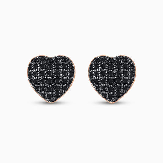 Black Rose Heart Stud Earrings - ShopLorca