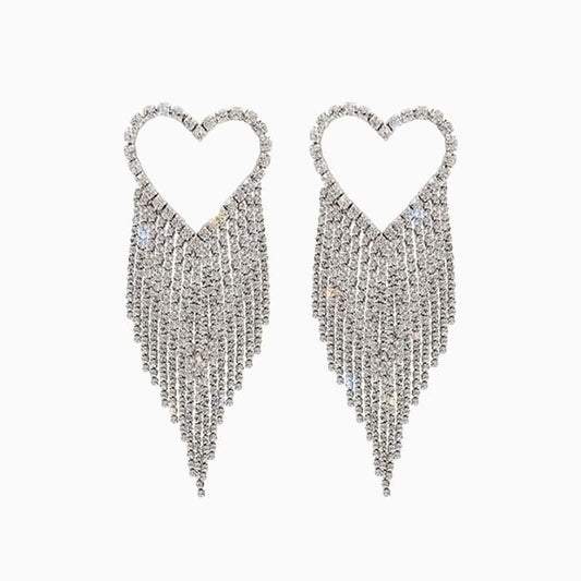 Brilliant Heart Tassel Earrings - ShopLorca