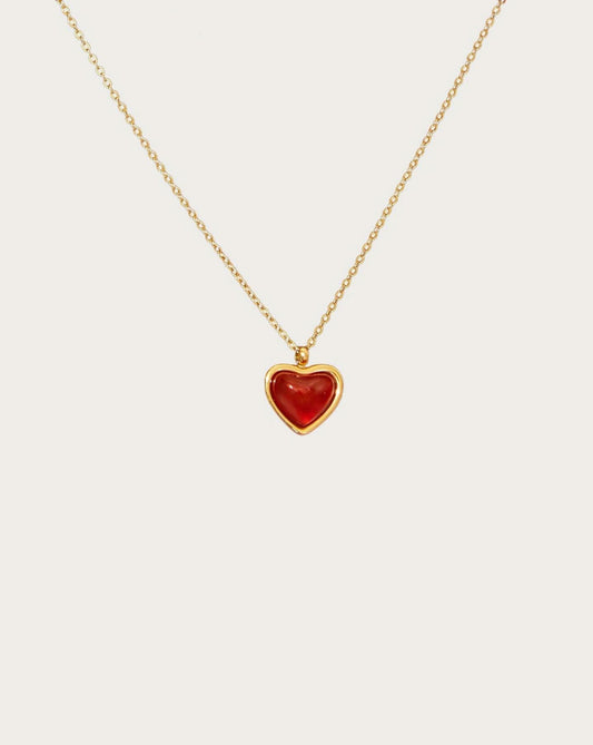 Carnelian Stone Heart Necklace - ShopLorca