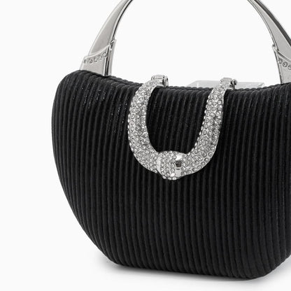 Fancy Metallic Evening Handbag Black - ShopLorca