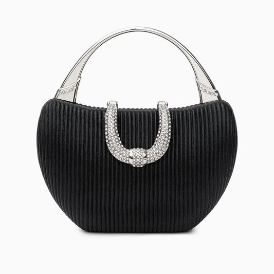 Fancy Metallic Evening Handbag Black - ShopLorca