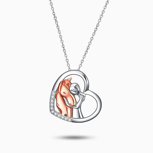 Girl and Horse Bond Heart Necklace - ShopLorca