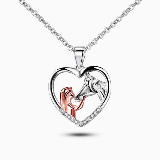 Girl And Horse Heart Necklace - ShopLorca