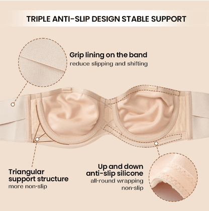 Lamouria Full Support Non - Slip Convertible Bandeau Bra - ShopLorca