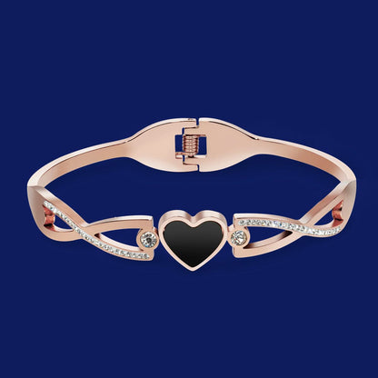 Lustrous Black Heart Bangle - ShopLorca
