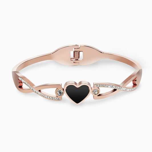Lustrous Black Heart Bangle - ShopLorca