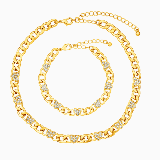 Vienna Paved Hearts Jewelry Set - ShopLorca