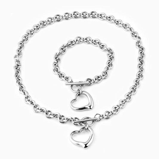 Vintage Toggle Clasp Heart Jewelry Set - ShopLorca
